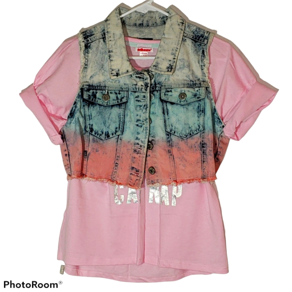 Highway Jean Jr size large vintage short jean vest. 017